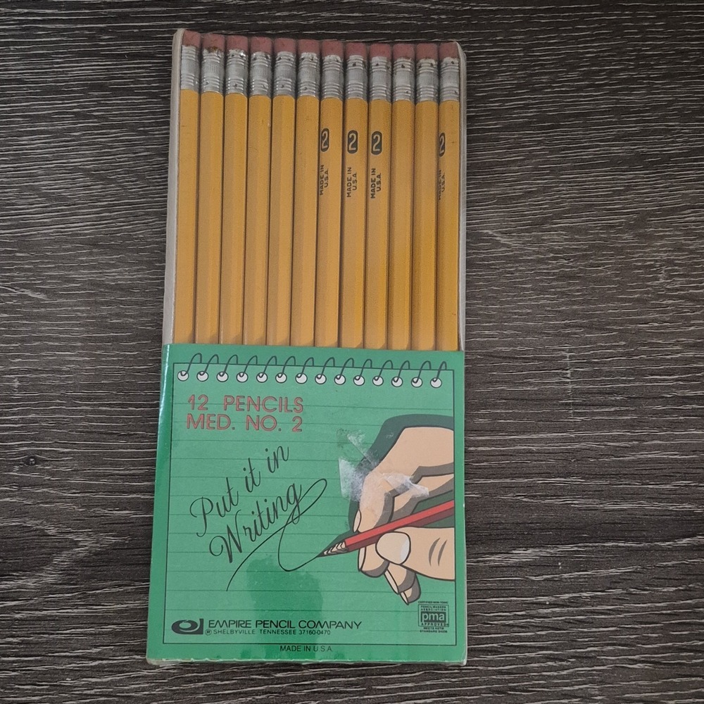 Vintage NOS No. 2 Empire  PMA Wood Pencils Set‎ of 12  Made in USA Sealed New
